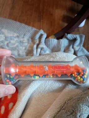 Vintage Playskool Orange Sensory Rattle Toy for Kids